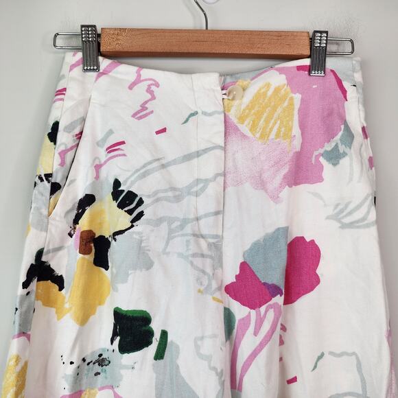 Anthropologie Maeve Wide Leg Floral Pants Colorful Linen Blend Size 4 - Picture 4 of 9